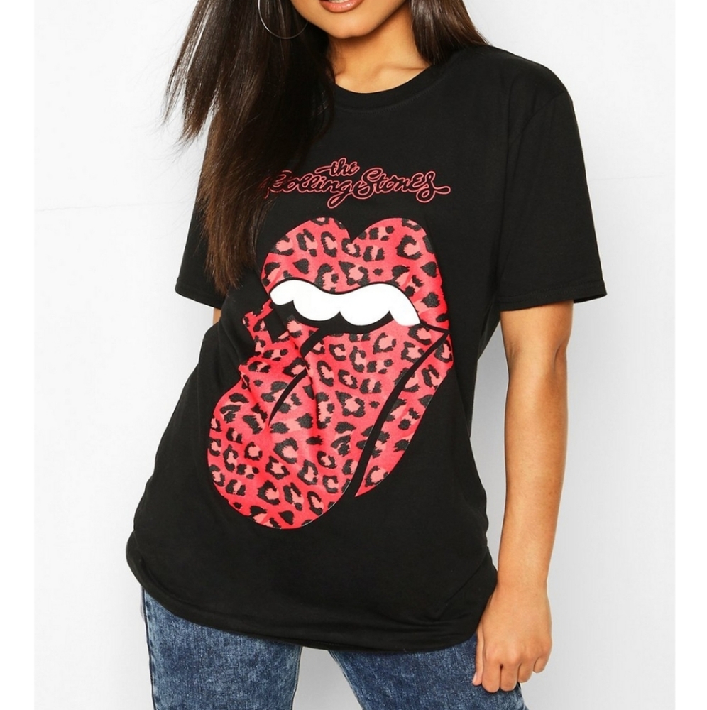 The Rolling Stones Tongue Cheetah Band Tee - Picture 2 of 6